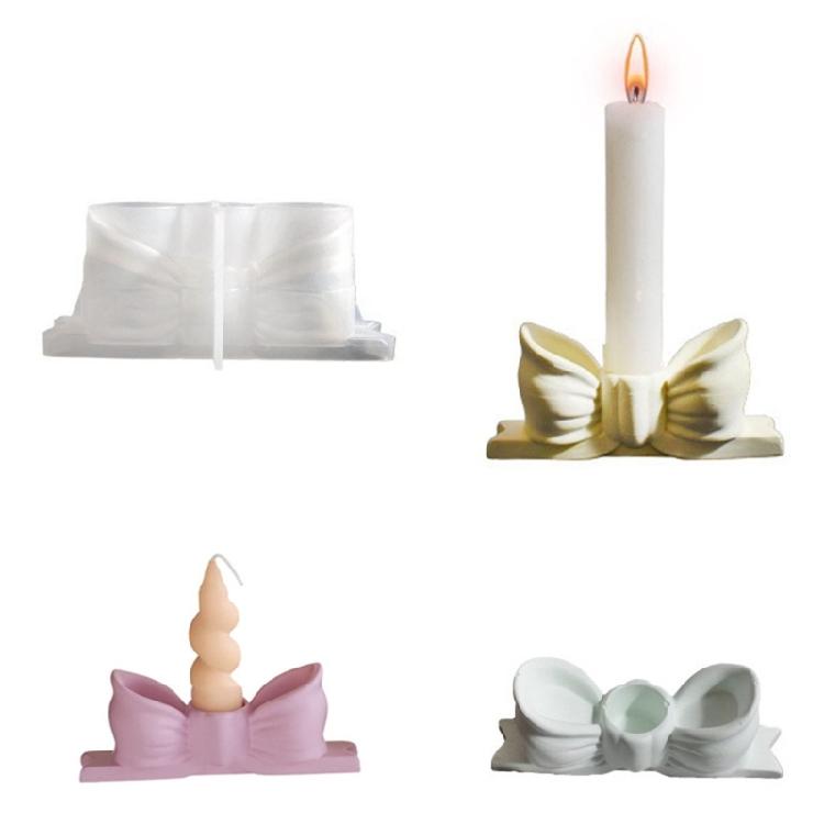 Taper Candle Holder Casting Molds Resins Epoxy Molds Bowknot Shape Candlestick Silicone Mould for Wedding Table Decors