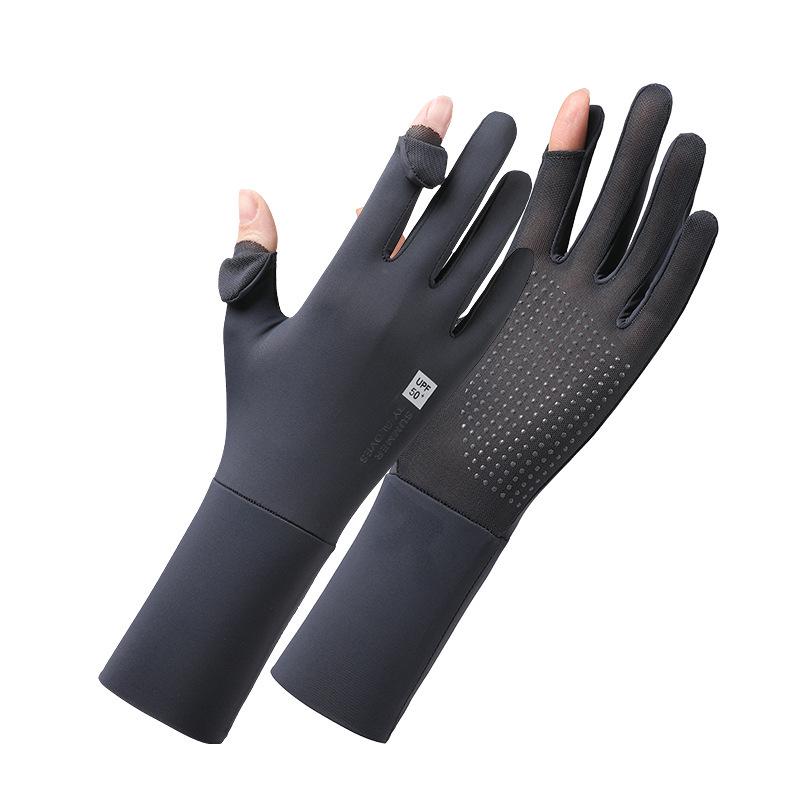 Women's Ice Silk Sun Protection Gloves - Extended, Breathable, Anti-UV, Non-Slip Cooling Sleeves with Flip-Top