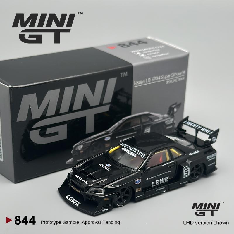 MINIGT 1:64 Nissan LB-ER34 Super Silhouette SKYLINE Black MGT alloy Car Model 844