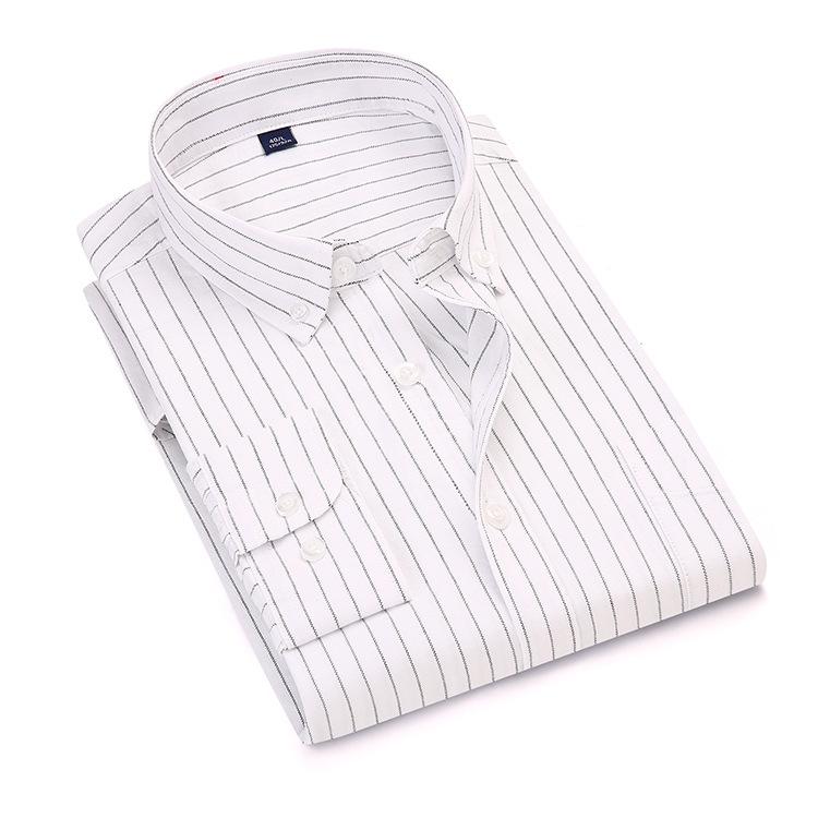 Quality New Style Oxford Cotton Shirt Men's Long-sleeved Pure Vertical Striped Trendy Casual Handsome Men Shirts