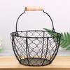 Egg Basket Round Metal Wire Basket With Handle Multipurpose Food Storage Organizer Fruit Vegetable Holder For Kitchen Picnic