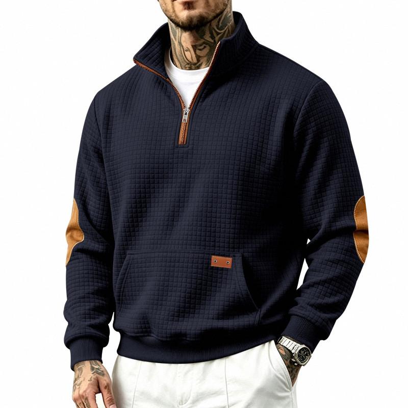 Mens Casual Sweater With Knit Pattern And Stand Collar For Autumn Winter Outdoor Wear