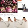 1pc Happy Birthday Pink Rose Gold Glittering Elegant Theme Party Banner Background Cloth home decoration