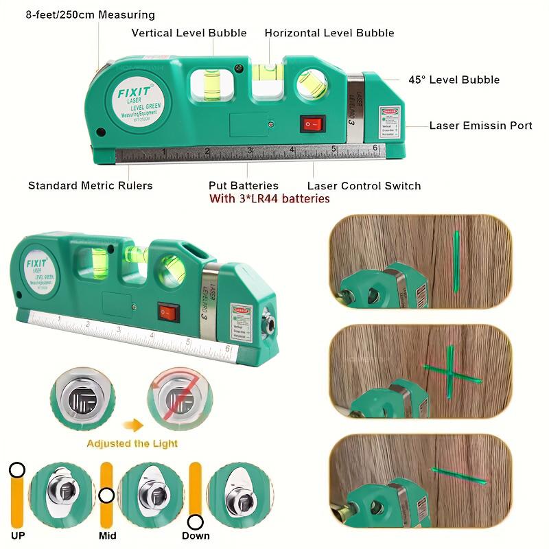 New Outdoor Laser Marking Tool Multipurpose Laser Level Kit Standard Cross Line Laser 8 Feet Tape Ruler