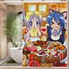 Popular Anime Cute L-Lucky Stars Polyester Shower Curtain Waterproof Rust Resistant Grommet Easy Care Wipe Clean Durable