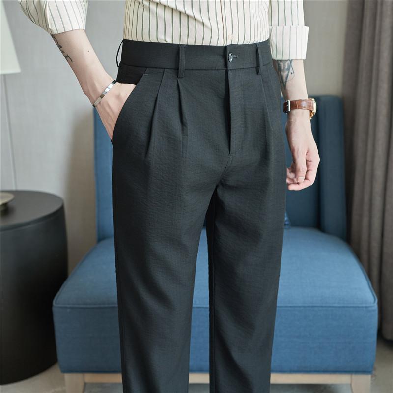 Summer Men Thin Breathable Pants Men Business Dress Slim Fit Office Pants Male Casual Suit Pants Men Brand Clothing Man Trousers