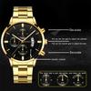 Fashion Men Gold Stainless Steel Watch Luxury Calendar Quartz Wrist Watch Mens Business Watches for Man Clock Reloj Hombre
