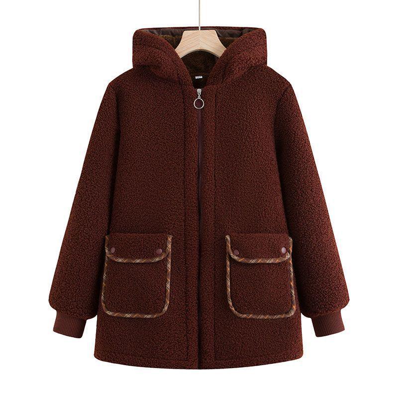 Mom's Winter Lambswool Cotton Jacket with Fleece for Middle-Aged and Elderly