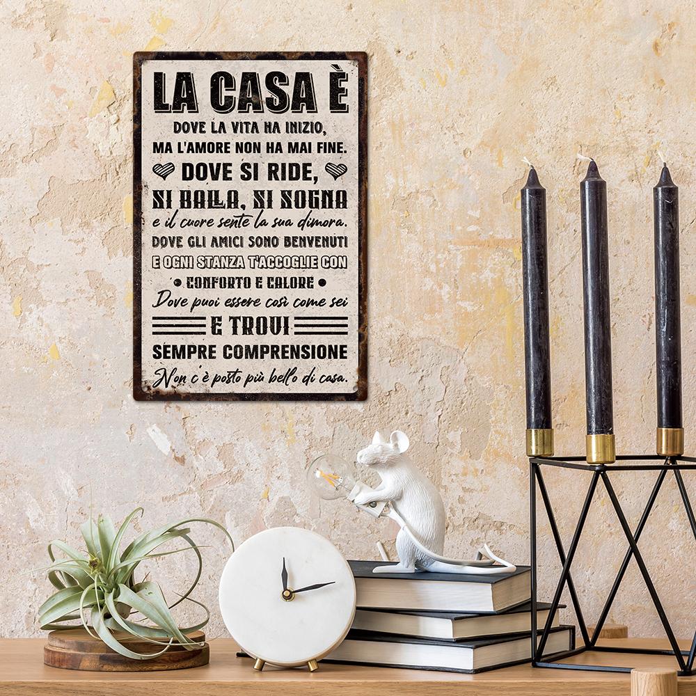 Putuo Decor 1 pièce Art Italien Vintage Métal Étain Panneau, Décoration Murale pour Maison Ferme Salon, Cadeaux Personnalisés pour Amis