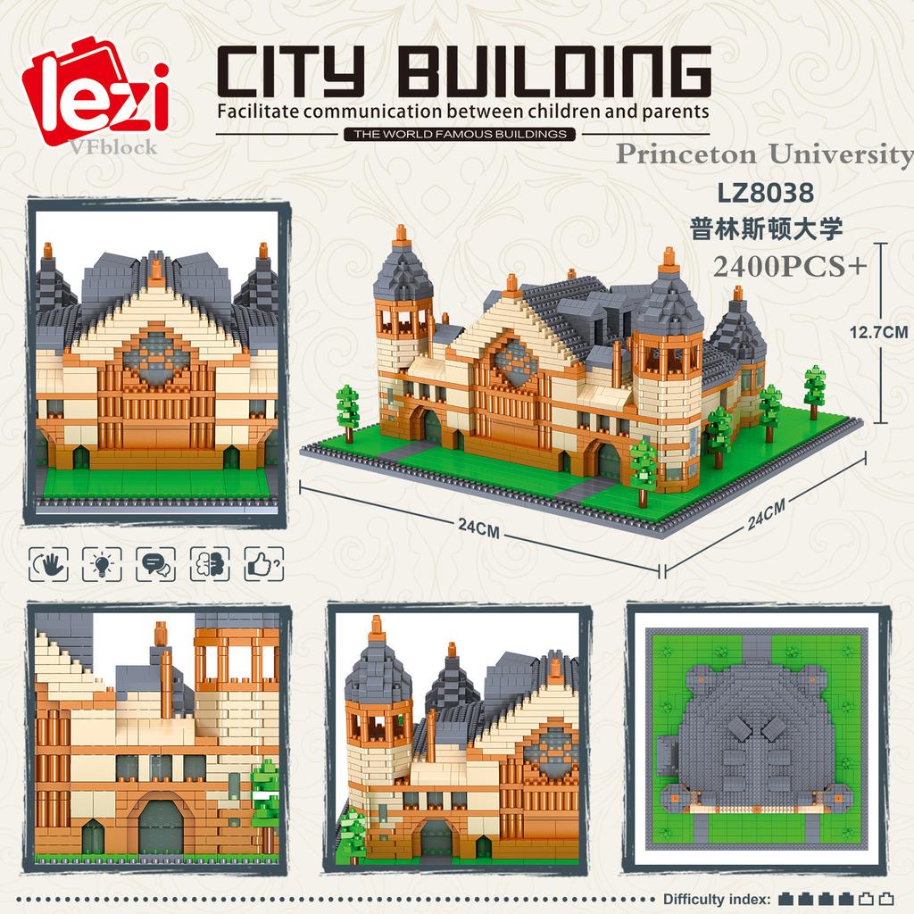 Lezi Mini Blocks Schoole Architecture Adult Assembling Building Bricks Toys For Boy Present Educational Gifts University Model