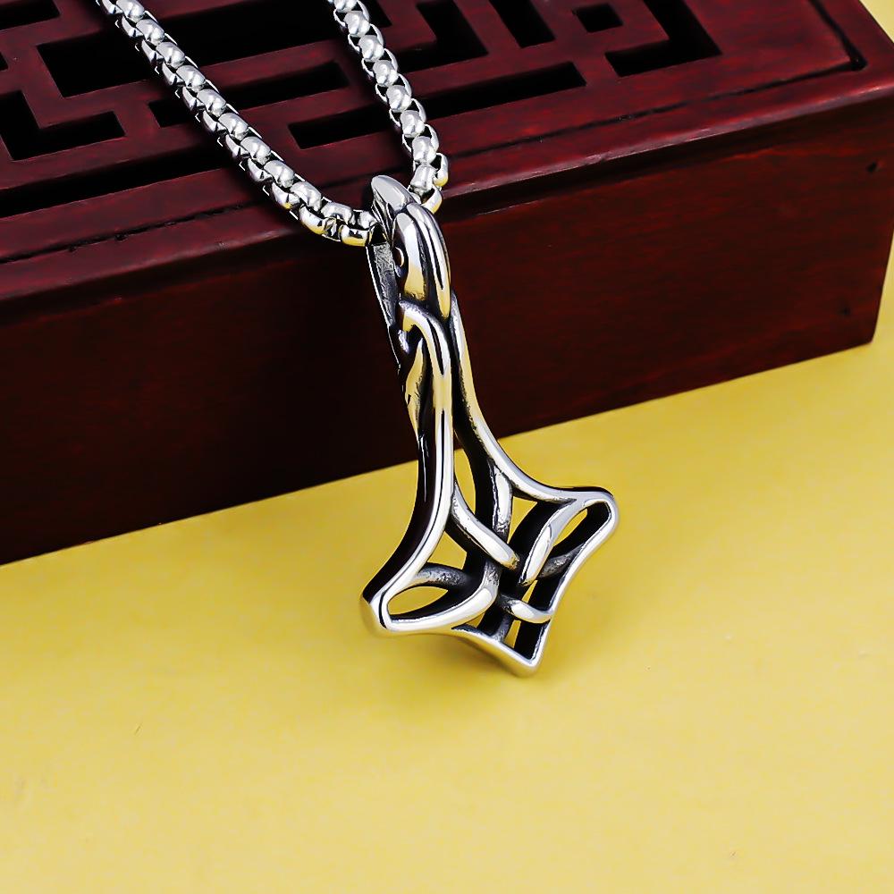 Odin Viking Helmet Titanium Steel Pendant Nordic Pirate Men's Necklace