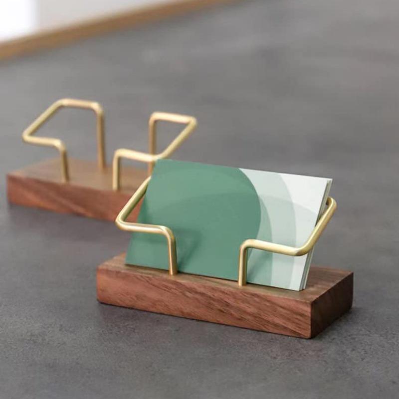 Business Card Holder Organizer Office Desk Display Stand Memo Counter Accessories Tabletop Shelf Home Wooden Card Holder Storage