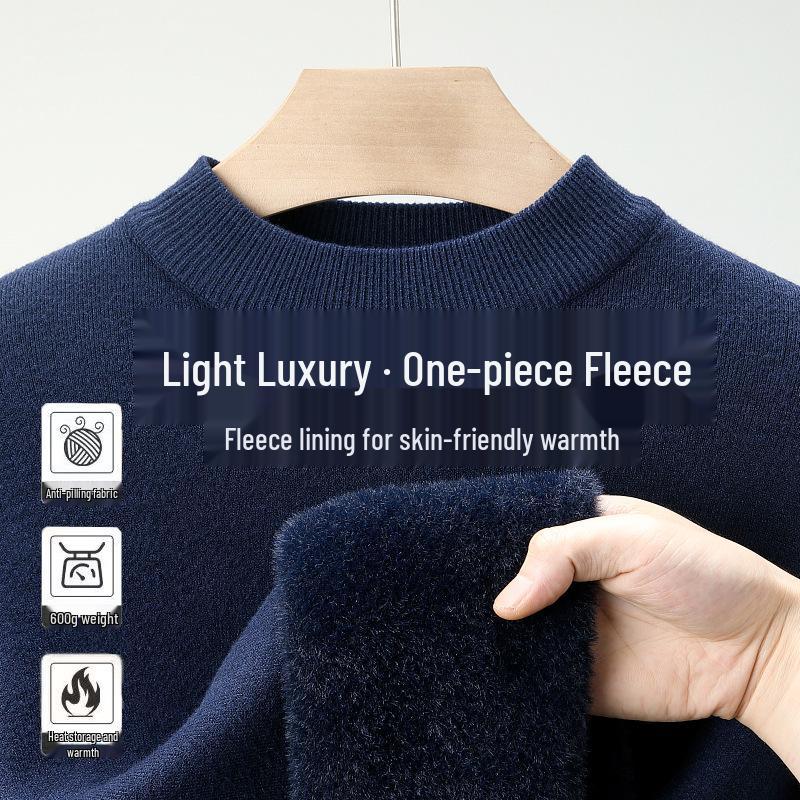 2025 Men s Half-High Collar Sweater - Velvet Thickened Casual Versatile Knitwear M