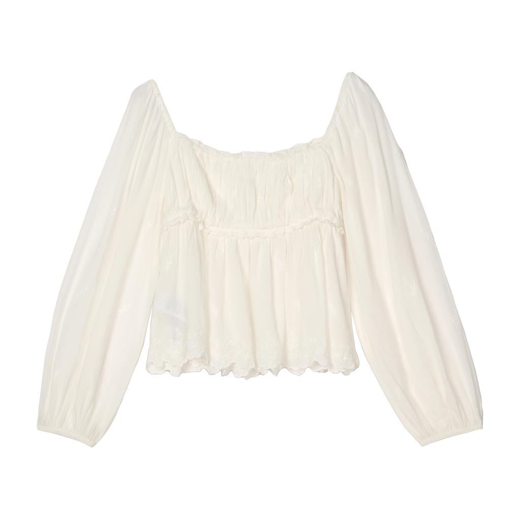 Levis Fashion Trend Puff Sleeve Lace Doll Top Women tops 005ZT-0002