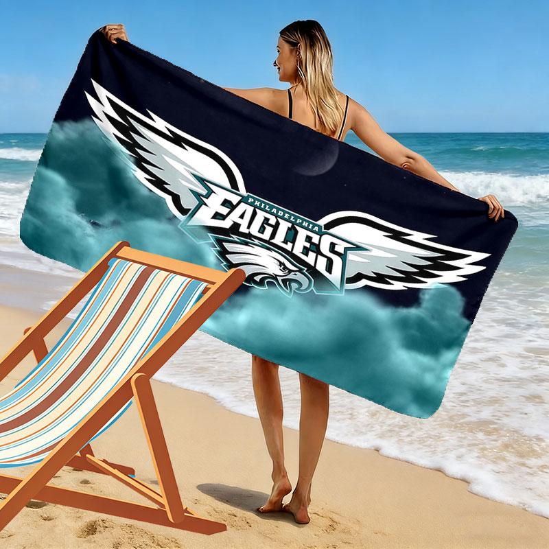 PHI Eagles Print Strandtuch, Großes Weiches Schnelltrocknendes Handtuch für Strand Camping Schwimmen