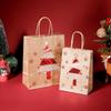 3pcsSmall Christmas Gift Bag Red Christmas Tree Christmas Hat Handheld Kraft Paper Bag Party Baking Shop Store Gift Packaging St