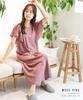 Nightgown Pajamas for Short Front Flared Long Cotton Jersey Room Loungewear [Nishiki] Women, Sleeve, Summer, One-Piece, Opening, Sleeves, Length,