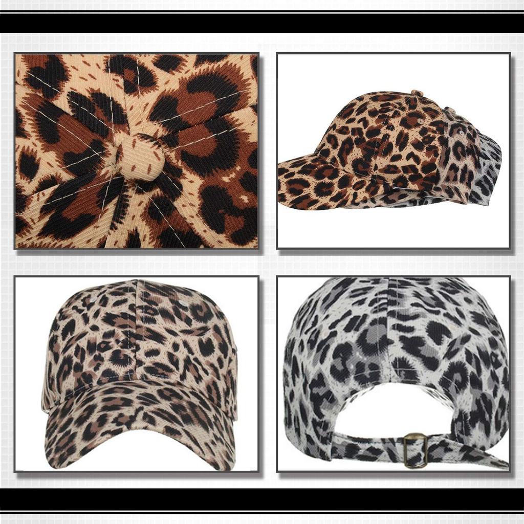 WHITE FANG Leopard Print CA334 Hat, Cap, Animal, Stylish, Cool, Casual, Men's, Women's, (01 Gray)