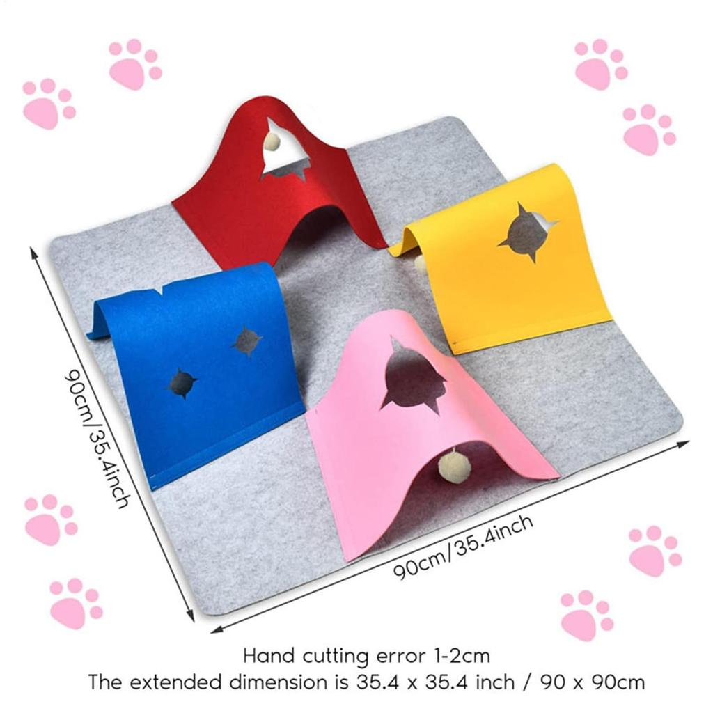 Large Cat Tunnel Felt Foldable Enrichment Mat Cat Toy Mat Indoor Rug Tunnel For Boredom Relief Entertainment Mental Stimulation