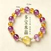 Natural Multigem Crystal Bracelet With Amethyst Citrine Lemon Quartz Handmade Beaded Jewelry Women Gift