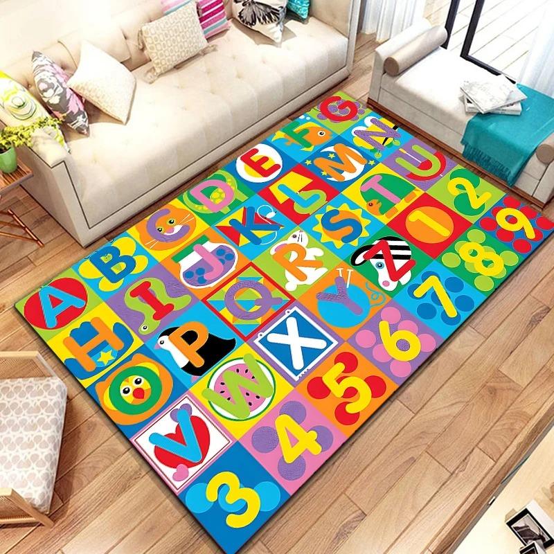 Alphabet Lernteppich Matte Teppich ABC Buchstaben Zahlen Tiere Formen Pädagogisch Kinder Heimdekoration Bodenmatte Schlafzimmer Dekor