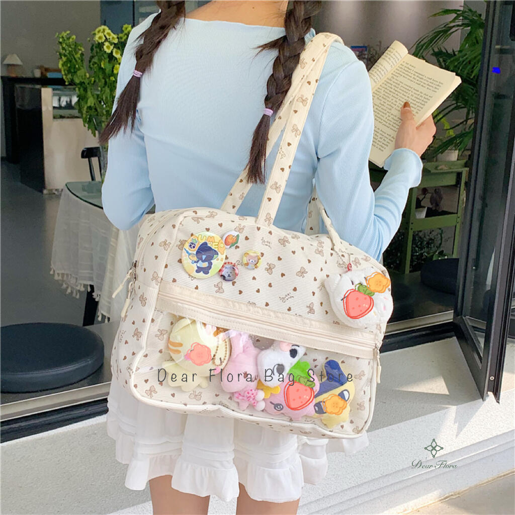 New Cute Large Capacity Ita Bag Lolita Girls Transparent Bag DIY Badge Display Shoulder Bag Fashion Comic Exhibition Handbag