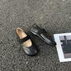 Johnature Sapatos Mary Jane Femininos de Couro Genuíno com Elástico Casual de Couro de Vaca Macio Flats Confortáveis com Solado Macio