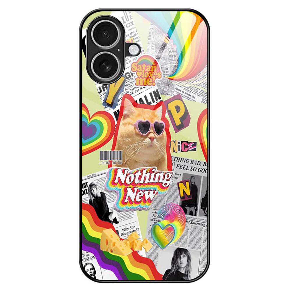 For iPhone 17 Case TPU PC Tempered Glass Pattern Printing Anti Drop Phone Back Cover