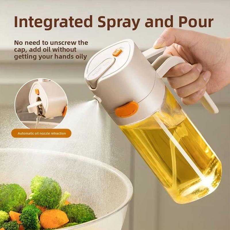 500ml Oil Bottle Practical Seasoning Bottles Ergonomic Design Sprayable Convenient Button-operated Lid Safe 1PC