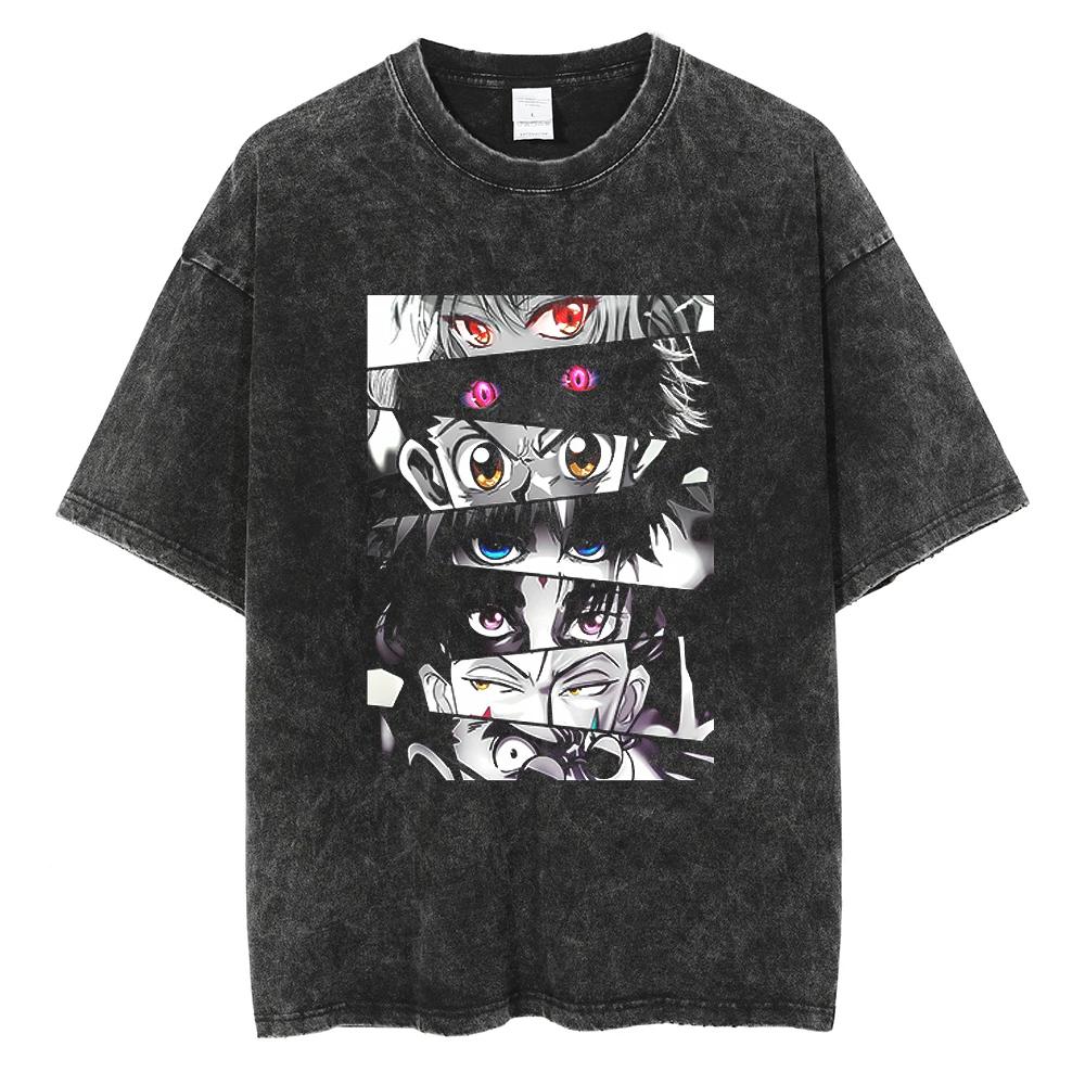 

New HUNTERHUNTER High Quality TShirt Men and Women Cotton Vintage Washed Print Retro Streetwear Sports Fitness Tops L