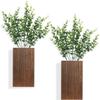 2pcs Wood Wall Planter Farmhouse Wall Plant Pocket Vases with Artificial Eucalyptus Wall Hanging Plant Holders for Dried Flower