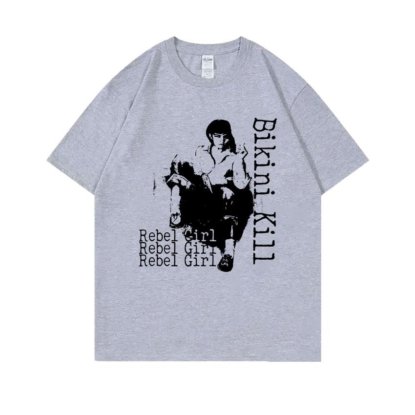 Punk Rock Band Bikini Kill Rebel Girl Graphic T Shirts Riot Grrrl Kathleen Hanna TShirts Men Vintage Oversized Tshirt