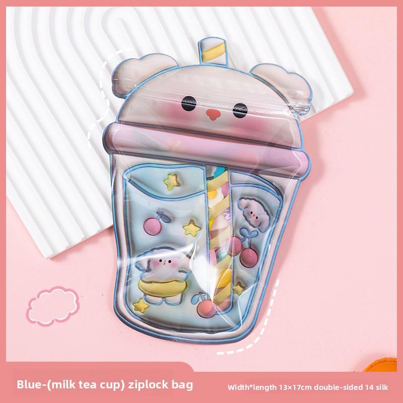 

Мультяшные самозакрывающиеся пакеты - милые пакеты-запечатыватели для закусок, лакомств, конфет в виде мишек - упаковка для заколок и украшений blue milk tea (13*19cm)