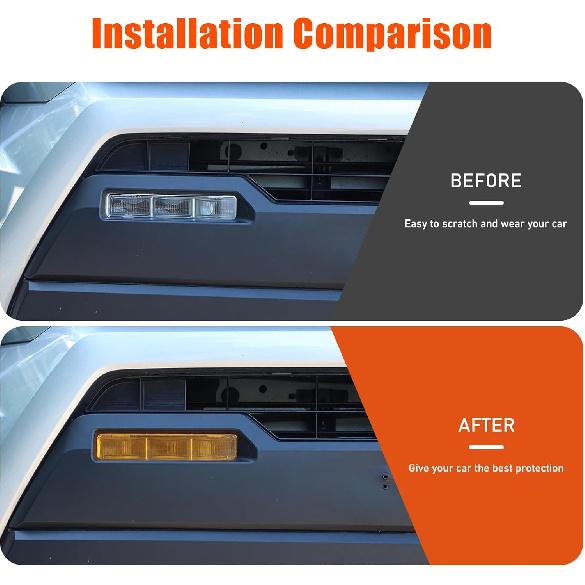 Daeiclru Front Fog Light Cover Trim Compatible with Toyota Tacoma 2024 2025+, Front Bumper Fog Light Shell Trim Cover Yellow Transparent Protector