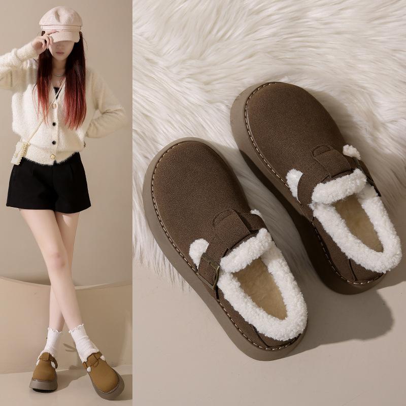 

Thick-soled women s autumn and winter fleece fur integrated snow boots casual warm fluffy shoes snow cotton shoes 34 темно-коричневого кольору