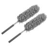 Uxcell Microfiber Duster Telescopic Dusting Brush for High Ceilings Windows Furniture Computer Keyboard Home Office Gray 2pcs