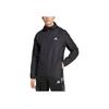 adidas Gym+ Hooded Logo Print Zip-Up Long Sleeve Jacket Men Outerwear Black IN5838
