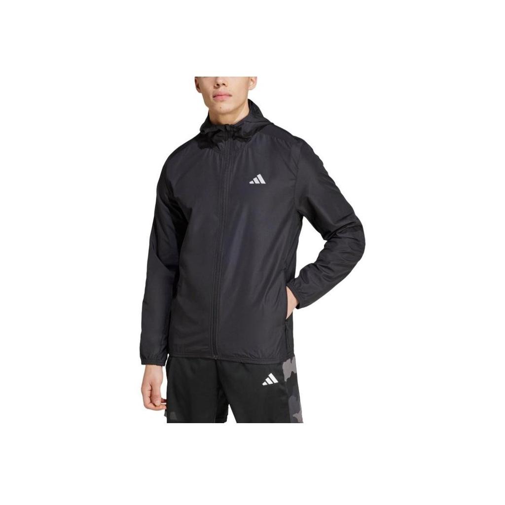 adidas Gym+ Hooded Logo Print Zip-Up Long Sleeve Jacket Men Outerwear Black IN5838