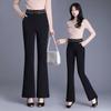 Women's Slim-Fit Micro-Flare High-Waisted Black Pants - Elegant, Stretchy, Slimming, and Leg-Lengthening; Perfect for Spring/Autumn.
