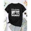 European Size Women's Magnetic Tape Print Short-Sleeve T-Shirt - Casual Round Neck Blouse, Machine Washable