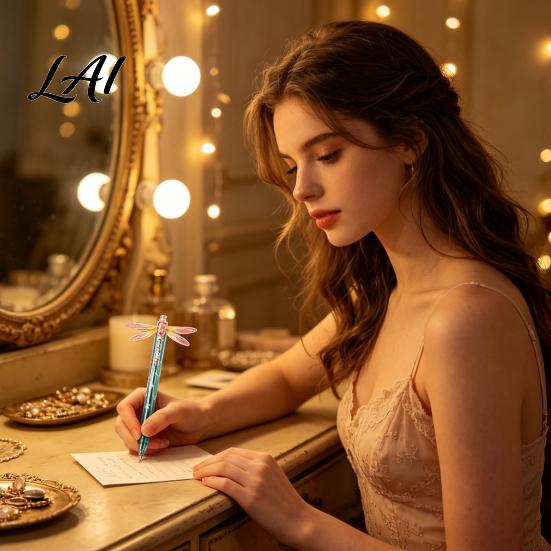 Handschrift Gereedschap voor Kantoor Glanzende Vleugels Transparant Plastic Pen Libelle Gel Schrijfwaren met Interactieve Decoratieve Pennen Dagelijks Gebruik Flapperend