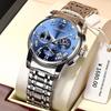 Original Stainless Steel mens watch Silver Blue Luxury Luminous Quartz Watches for Man Waterproof Wristwatch Reloj Hombre Clock