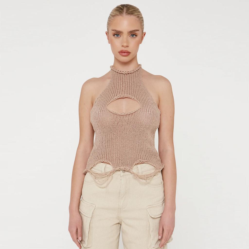 Women's Spring/Summer Woolen Backless Casual Vest Top