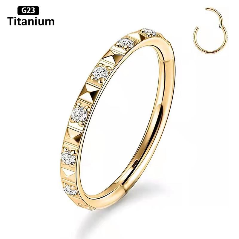ASTM F136 Titanium Earrings High Quality Zircon Hight Segment Nose Rings Open Small Septum Piercing Helix Lobe Body Piercing 16G