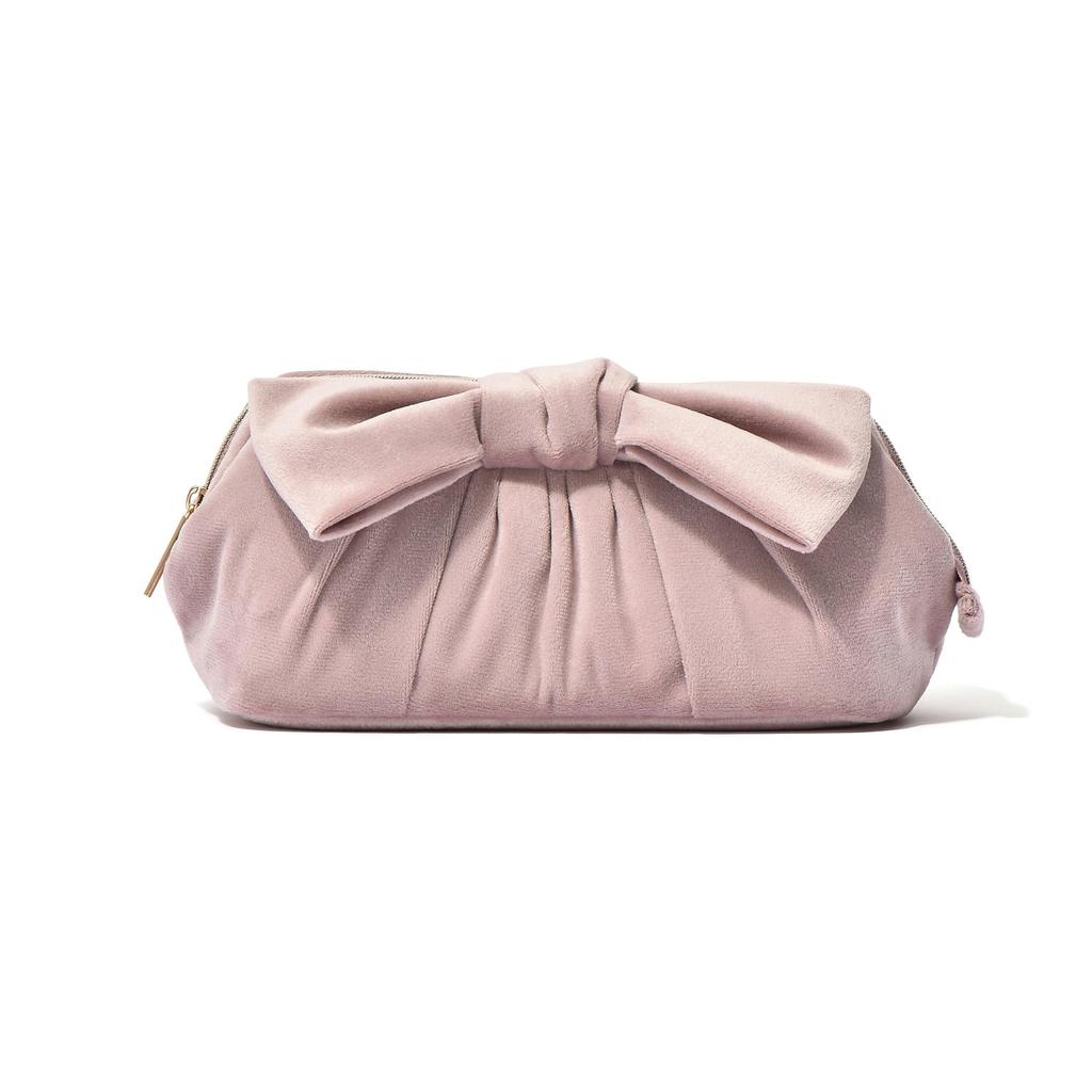 Francfranc Velvet Ribbon Wire with Makeup Cosmetic Storage Pouch, Pink, Pocket, Pouch,