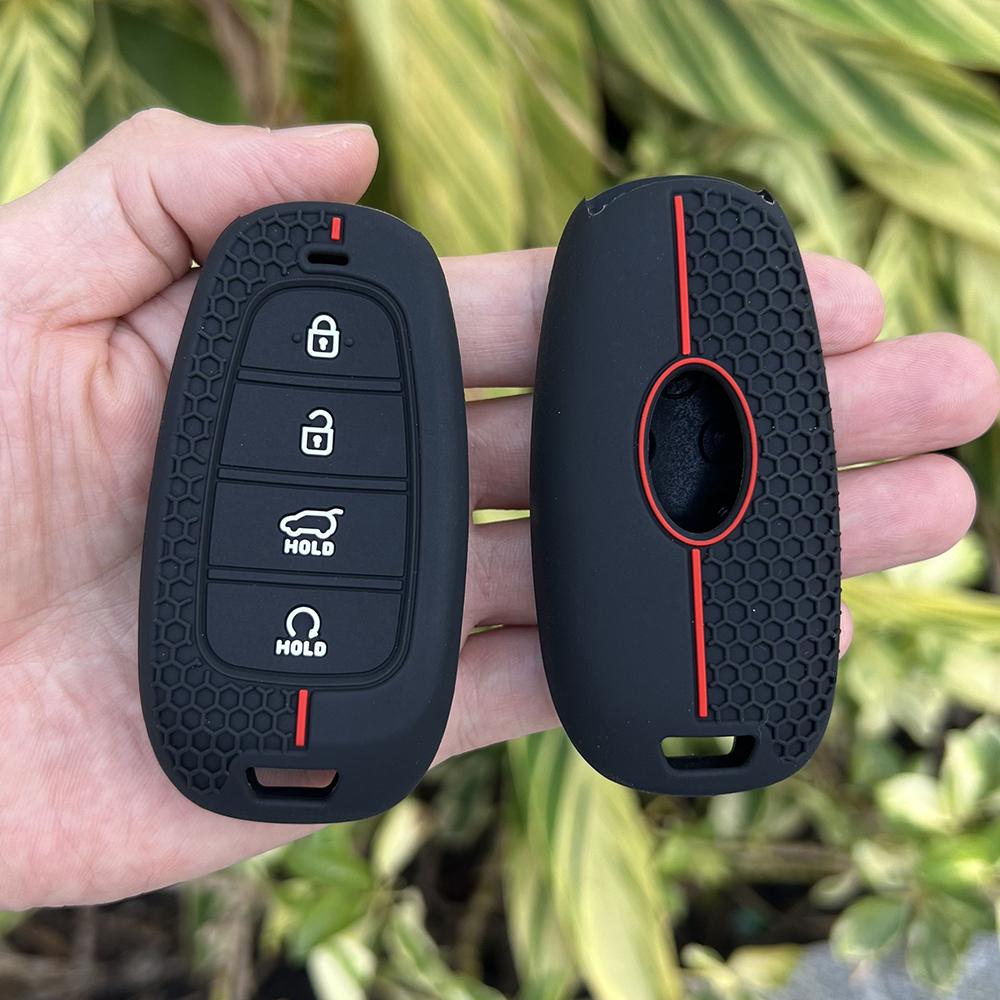Silicone Car Remote Case Fob Holder Protector for Hyundai Nexo Sonata 4 Buttons Smart Key Cover Shell Bag Keychain Accessories