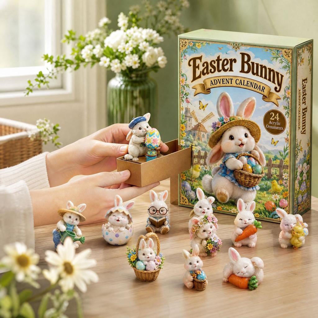 Christmas Advent Calendar for Kids with Garden and Colorful Egg Decorations