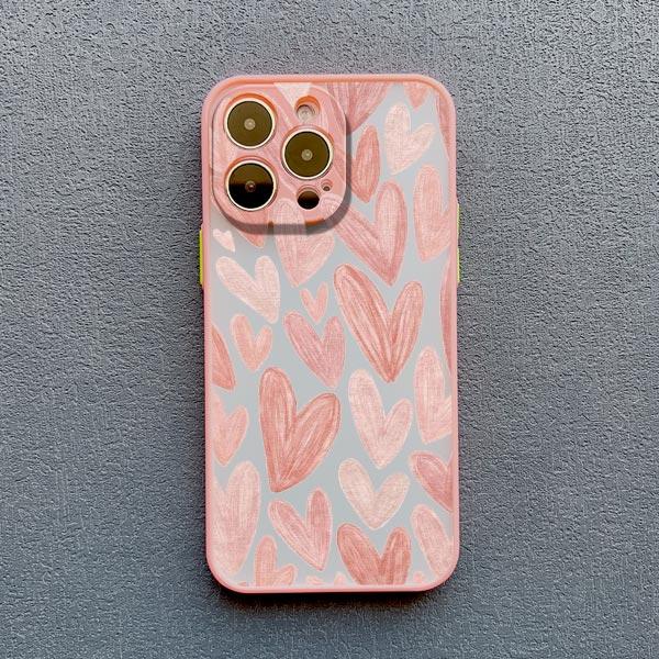 Cute Little Hearts Print Phone Case For iPhone 14 13 12 11 Pro Max Mini 15 Pro Max XS XR X 7 8 15 Plus SE 2020 Shockproof Cover