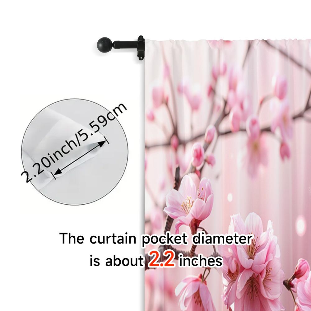 Set Of 2 Curtains Drapes Cherry Blossom Spring Scenery Versatile Polyester Without Rod All Living Room Made Great Window Treatment