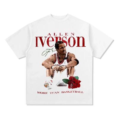 Tricou din Bumbac cu Mânecă Scurtă Imprimat Allen Iverson Answer pentru Fani Americani de Baschet, Top Casual de Vară Vintage cu Mânecă Scurtă
